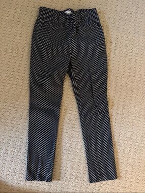 Anthropologie Black Pants with White Circular Dot Print